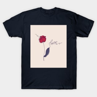 Romantic print with one line art flower T-Shirt